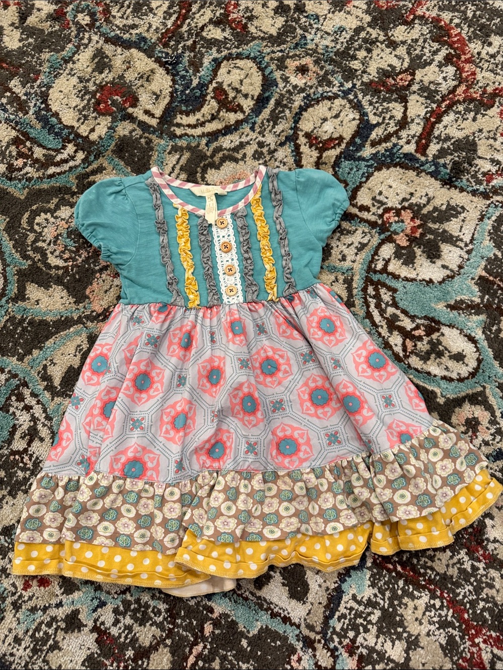 Matilda Jane Teal, Coral & Yellow Layered Floral Dress